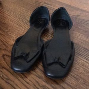 Hollywould black d’orsay flats with bow detail